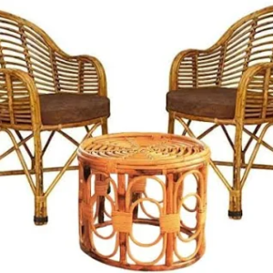 CANE CRAFTS Premium Bamboo Chair Set with Table